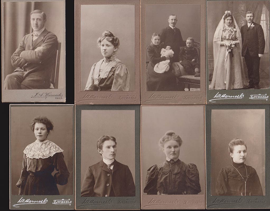[Ateljéfotografi ; Kabinettfotografi ; 24 st (7 Umeå + 17 Lycksele)] : Isak Anton Harnesk (1876-1941) Lycksele & Umeå (fotograf)