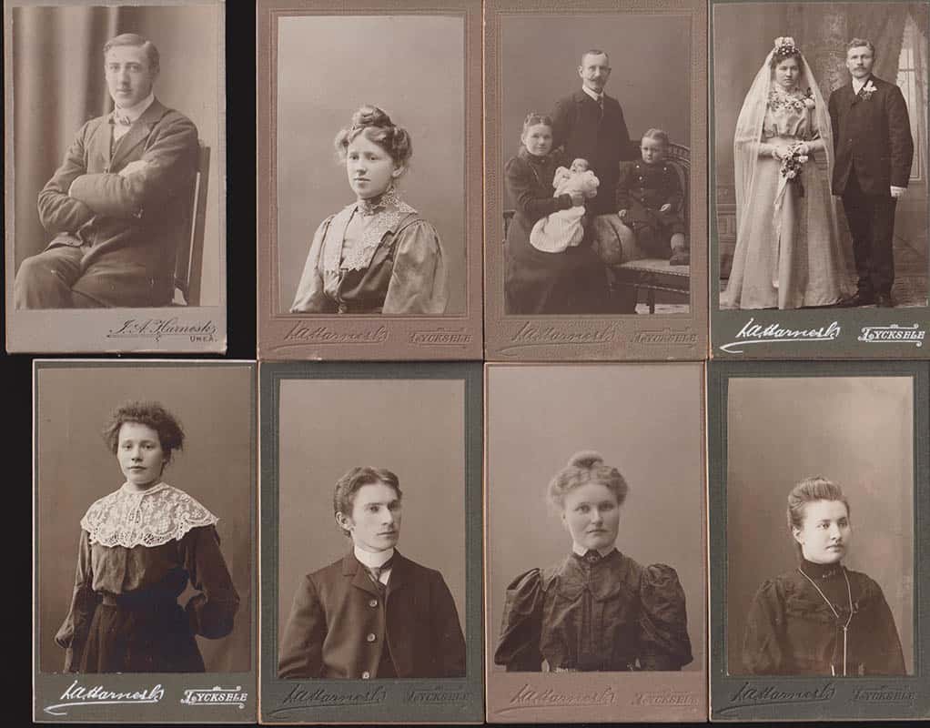 [Ateljéfotografi ; Kabinettfotografi ; 24 st (7 Umeå + 17 Lycksele)] : Isak Anton Harnesk (1876-1941) Lycksele & Umeå (fotograf)