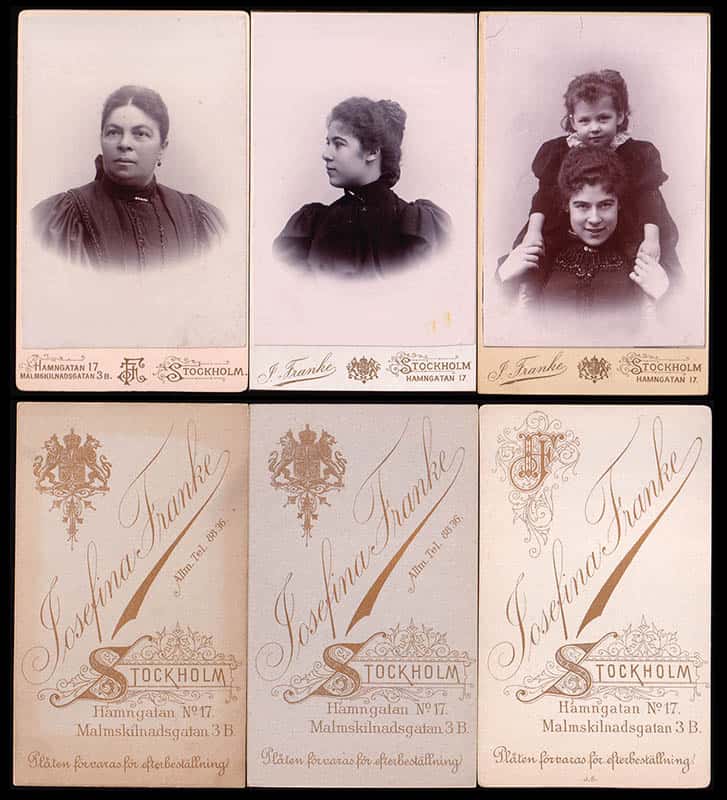 [Ateljéfotografi ; Kabinettfotografi ; 3 st] : Amalia Josefina Franke (1868-1951) Stockholm (fotograf)