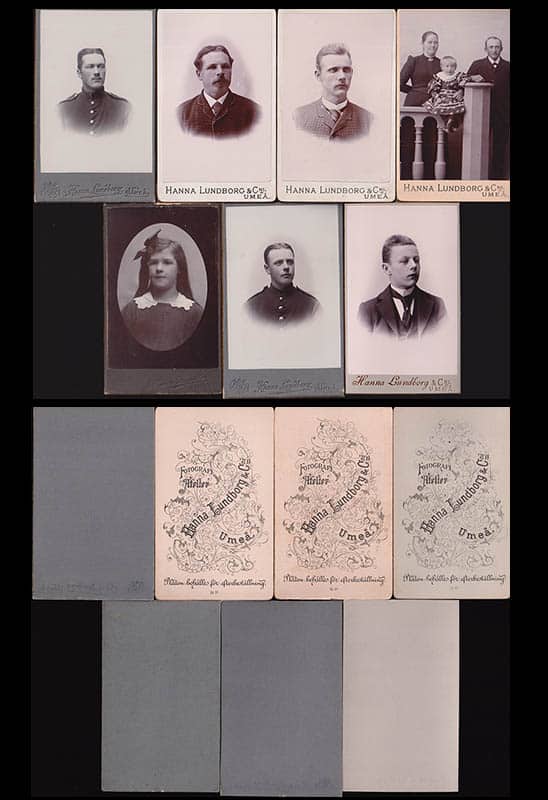 [Ateljéfotografi ; Kabinettfotografi ; 9 st] : Hanna Lundborg (1858-1931) Umeå (fotograf)