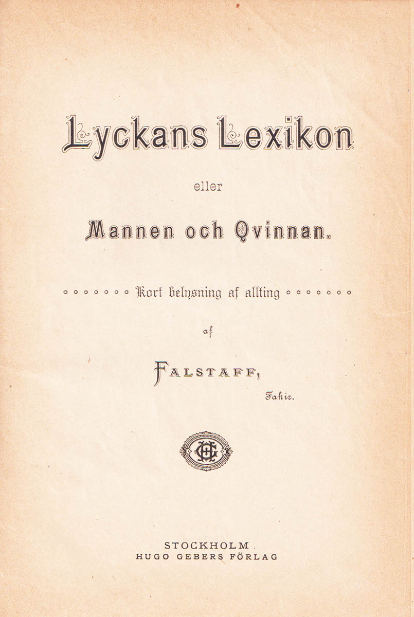 Axel 'Falstaff Fakir' Wallengren : Bohème och idyll