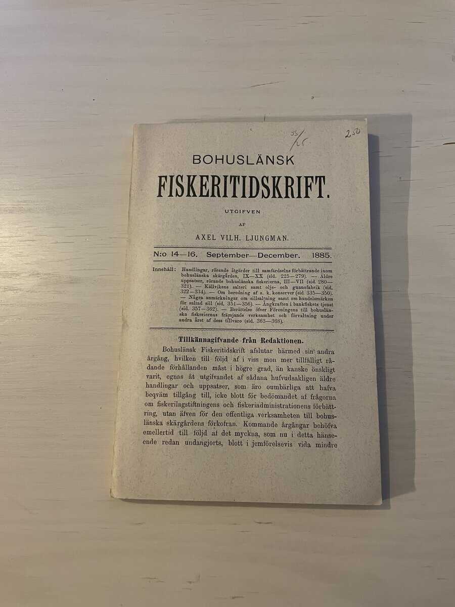 Axel Ljungman : Bohuslänsk fiskeritidskrift - Nummer 14-16 1885