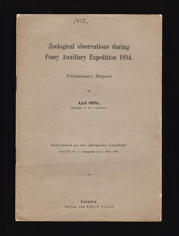 Axel Ohlin : Zoological observations during Peary Auxiliary Expedition 1894. Preliminary Report