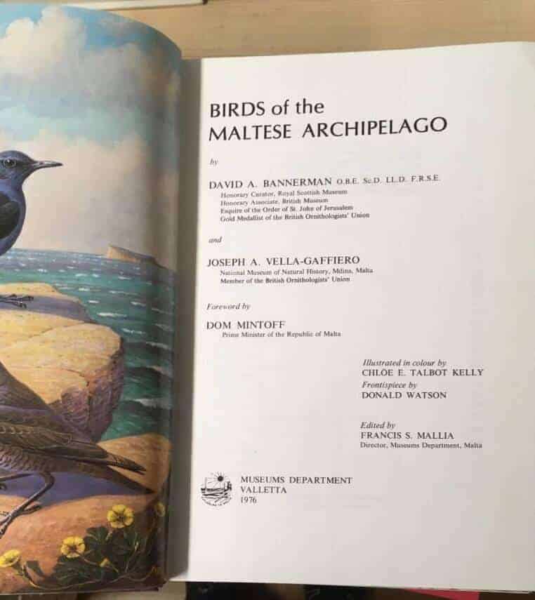 Bannerman ; Vella-Gaffiero : Birds of the Maltese Archipelago