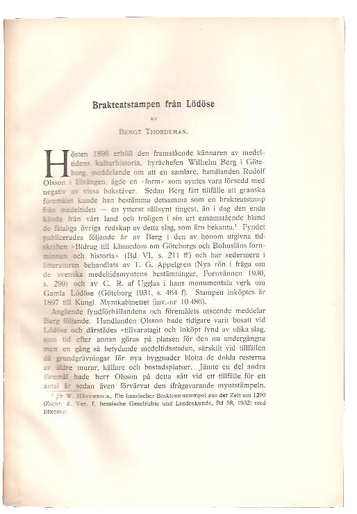 Bengt Thordeman : Brakteaterstampen från Lödöse