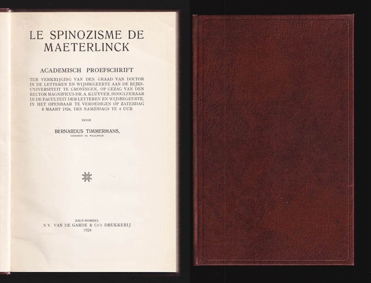 Bernardus Timmerman : Le Spinozisme de Maeterlinck. Academish proefschift