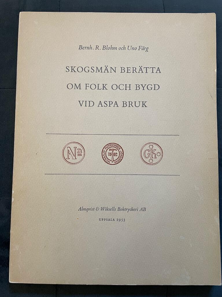 Bernh. R. Blohm och Uno Färg : Skogsmän berätta om folk och bygd vid Aspa bruk