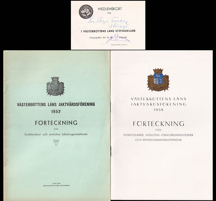 Bernt Karlsson : Västerbottens läns jaktvårdsförening 1952. Förteckning över funktionärer och anslutna lokalorganisationer