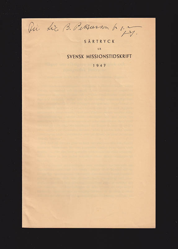 Bertil Lundman : Något om viktigare antropologisk och etnografisk litteratur