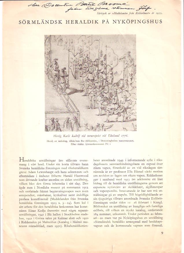 C. G. U Scheffer : Sörmländsk heraldik på Nyköpingshus