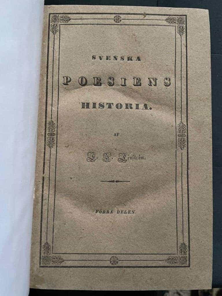 C. J. Lenström : Svenska poesiens historia 1-2. 1. Från äldsta tider till 1809. 2. Ifrån 1809 till 1839.