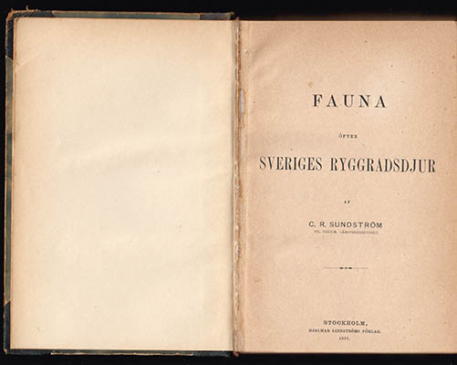 C. R. Sundström : Fauna öfver Sveriges ryggradsdjur