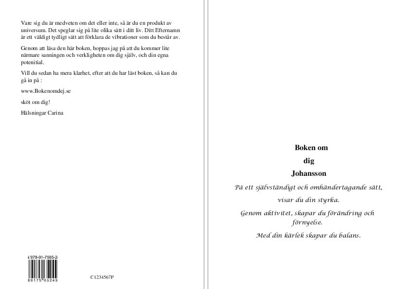 Carina Skoglund : Boken om dig Johansson