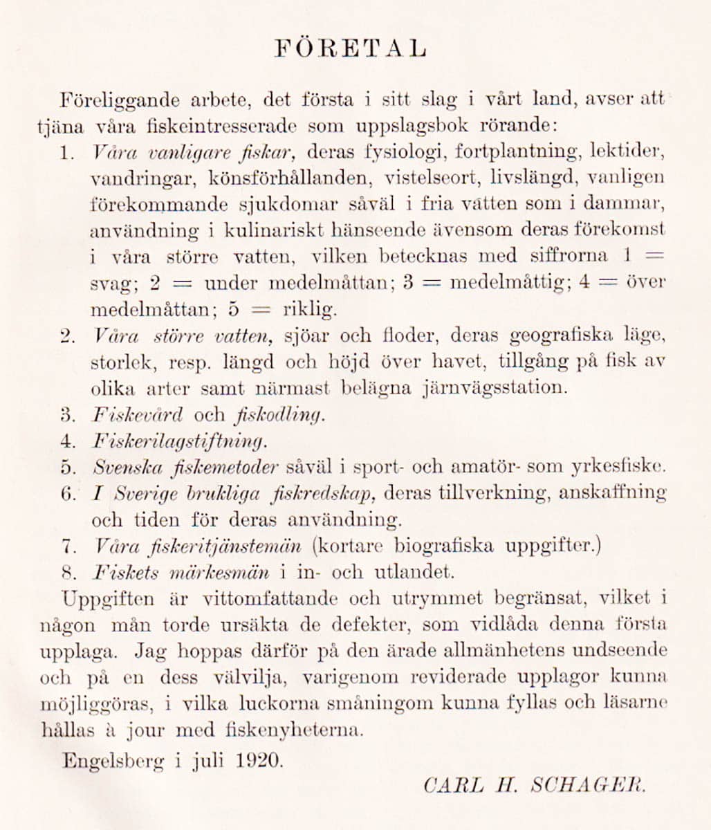 Carl H Schager : Svenskt fiskerilexikon