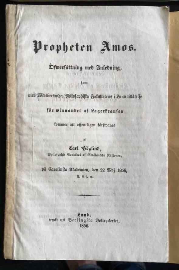 Carl Höglind : Propheten Amos