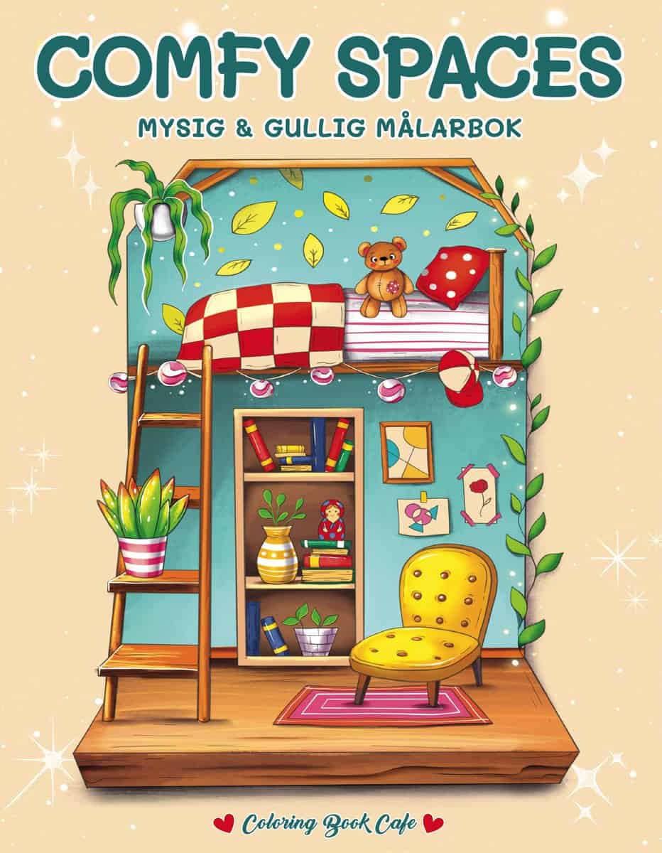 Comfy Spaces. Mysig och gullig Cozy Coloring målarbok från Coloring Book Cafe