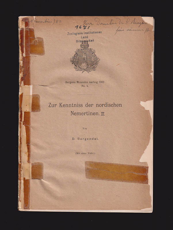 D. Bergendal : Zur Kenntniss der nordischen Nemertinen (Mit einer Tafel.)