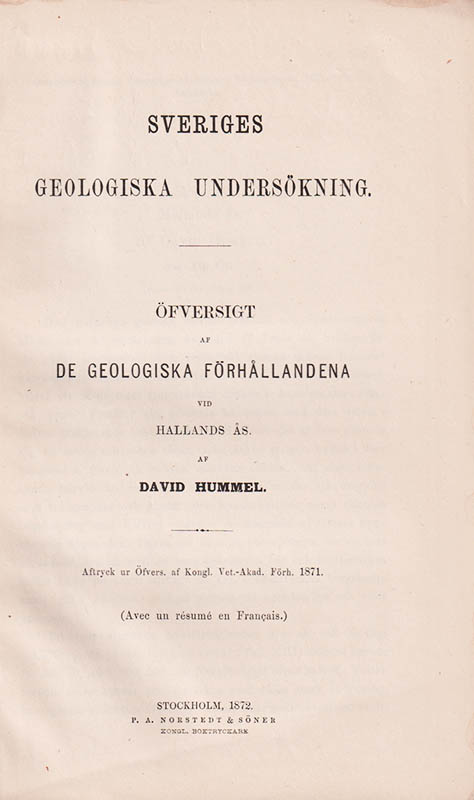David Hummel : Öfversigt af de geologiska förhållandena vid Hallands ås