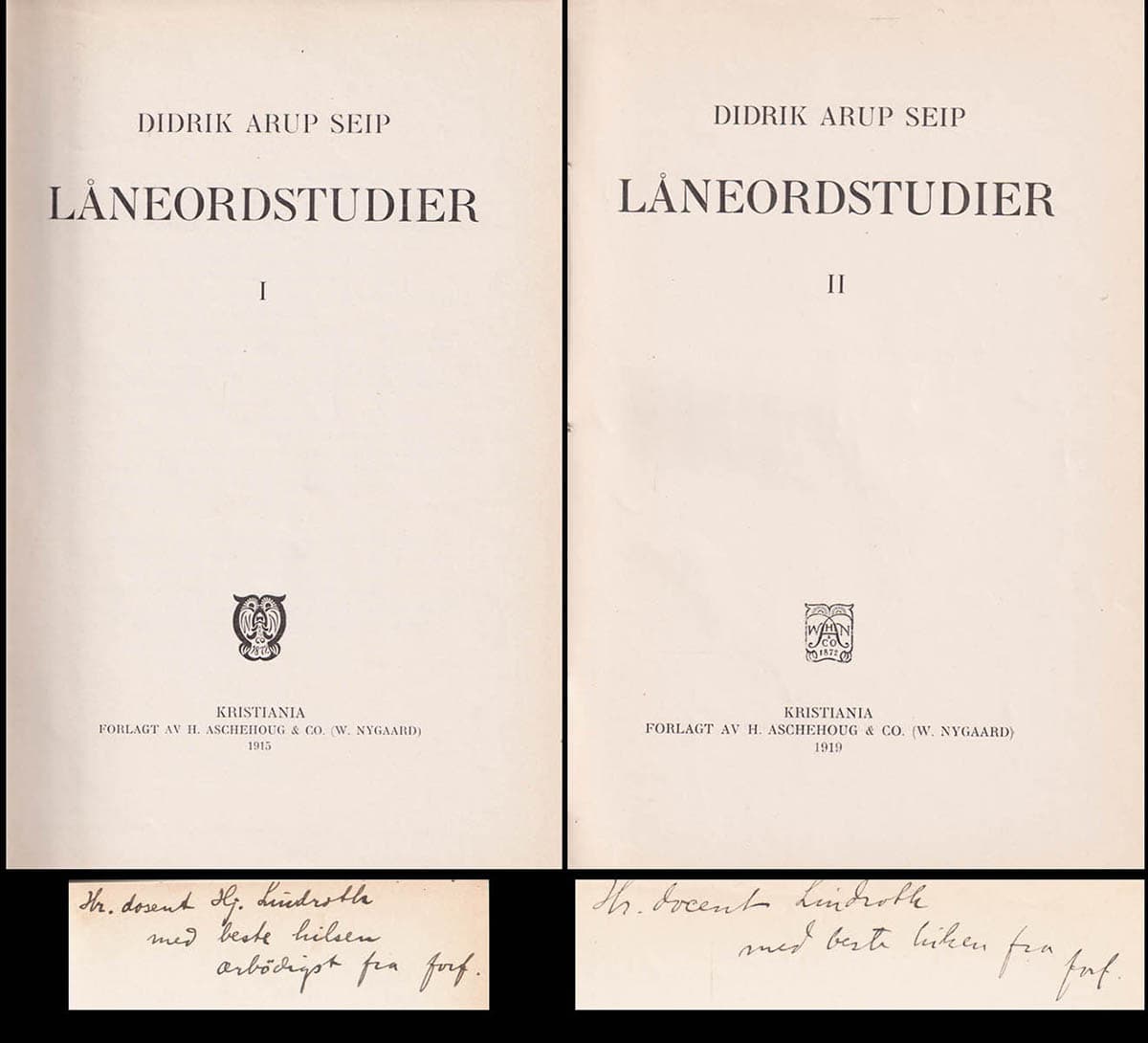 Didrik Arup Seip : Låneordstudier. I-II