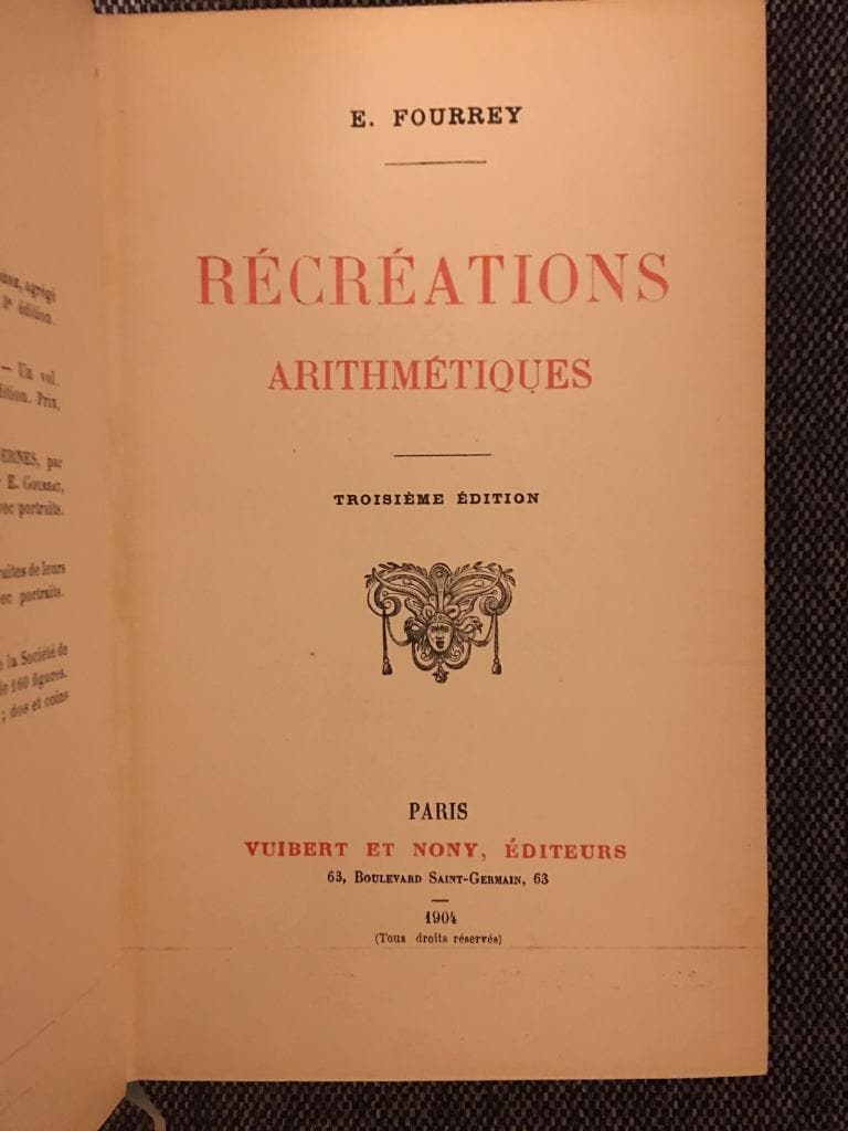 E. Fourrey : Récréations arithmétiques