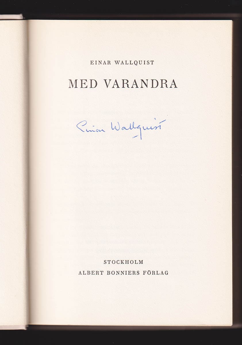 Einar Wallquist : Med varandra (dedikation)