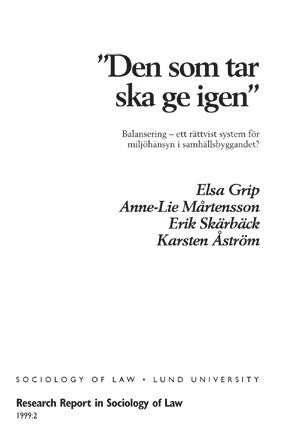 Elsa Grip : Research Report in Sociology of Law
