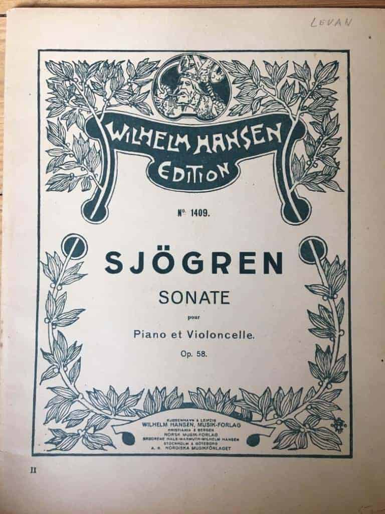 Emil Sjögren : Sonate pour Piano et Violoncelle Op. 58 (Wilhelm Hansen edition 1409)