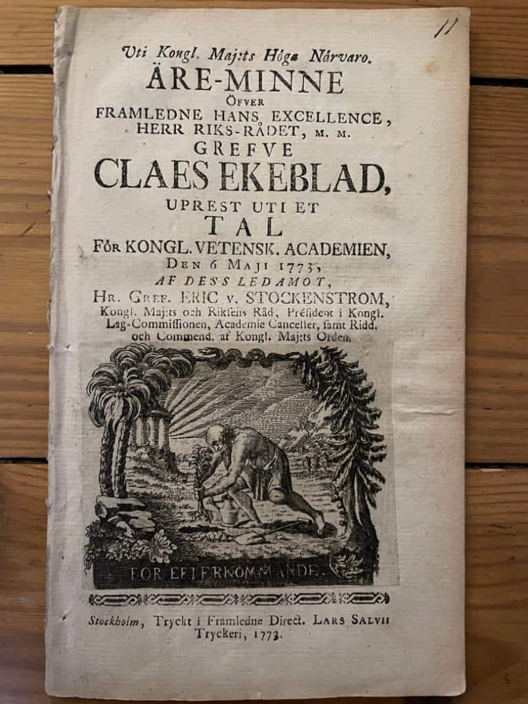 Eric von Stockenström : Äre-minne öfver framledne hans excellence herr riksrådet, m. m. Claes Ekeblad