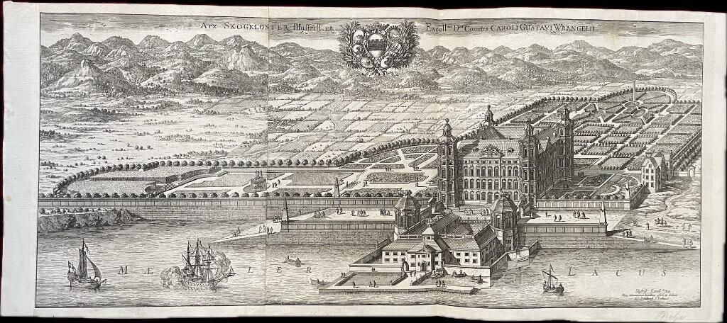 Erik Dahlberg : Arx Skogkloster Illustriss. et Excell:mi D:ni Comitis Caroli Gustavi Wrangelii. [Kopparstick från Suecia Antiqua et Hodierna. Skoklosters slott tillhörigt den vittberömde och utmärkte greve Karl Gustaf Wrangel.]