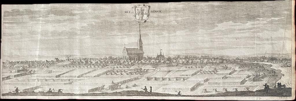 Erik Dahlberg : Skeninge [Skänninge. Kopparstick från Suecia Antiqua et Hodierna]