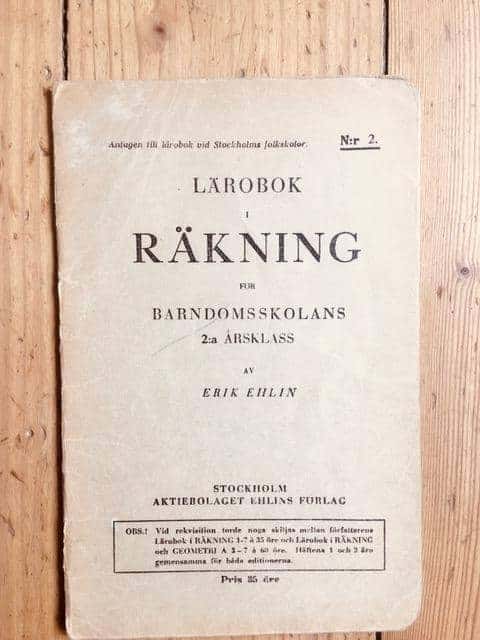 Erik Ehlin : Lärobok i räkning