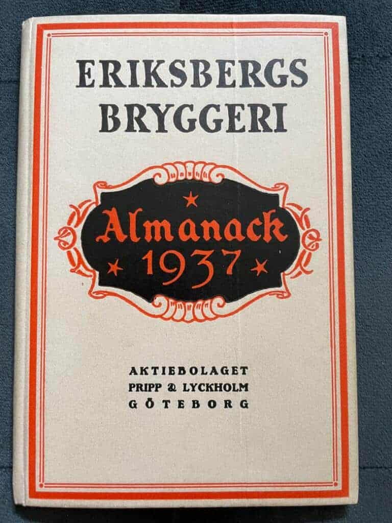 Eriksbergs bryggeri almanack 1937