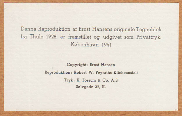 Ernst Hansen : Ernst Hansen Thule 1928 [= pärmtitel]