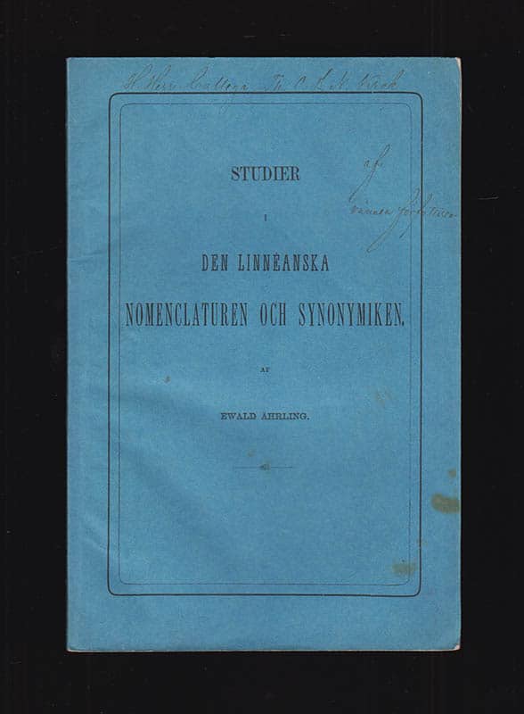 Ewald Ährling : Studier i den linnéanska nomenclaturen och synonymiken af Ewald Ährling
