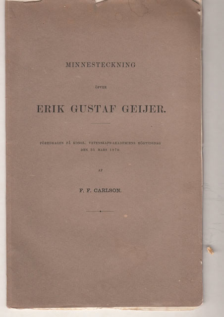 F F Carlson : Minnesteckning öfver Erik Gustaf Geijer
