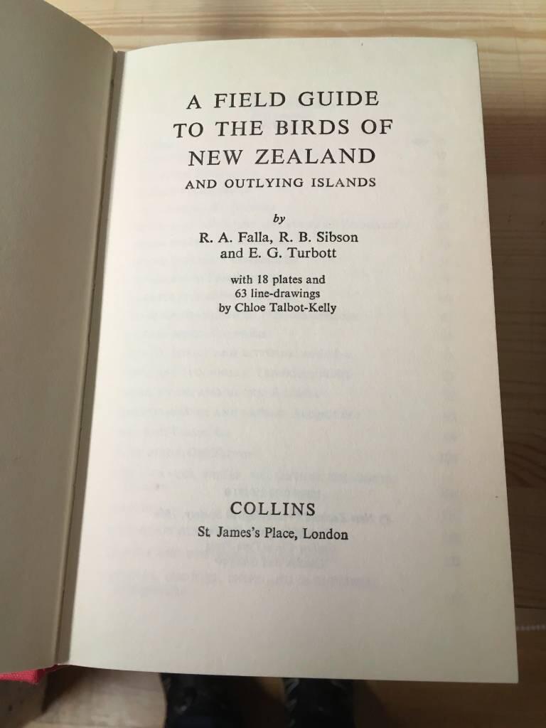 Falla ; Sibson ; Turbott : A Field guide to the BIRDS OF NEW ZEALAND