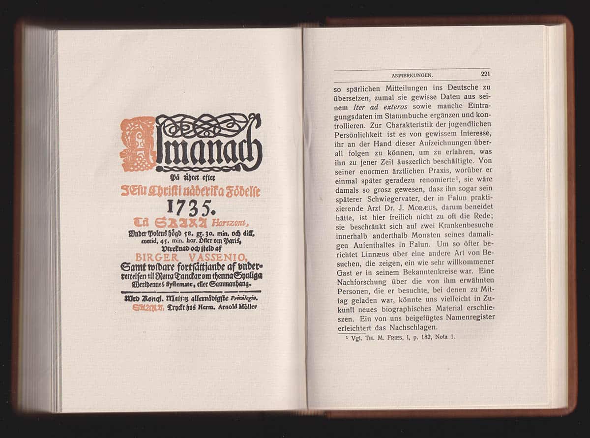 Felix Bryk : Linnæus im Auslande. Linnés gesammelte Jugendschriften autobiographischen Inhaltes aus den Jahren 1732-1738. Herausgegeben von Felix Bryk. In eigenem verlag