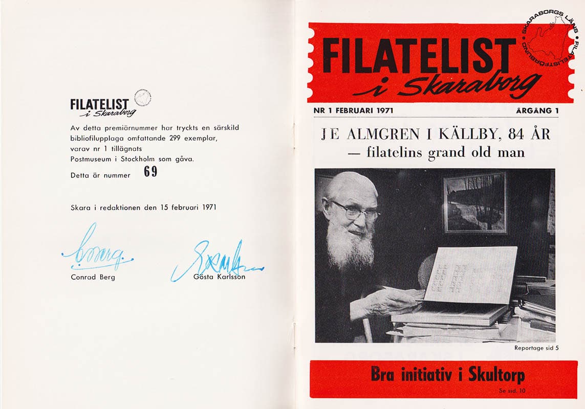 Filatelist i Skaraborg Nr 1 Februari 1971. Årgång 1