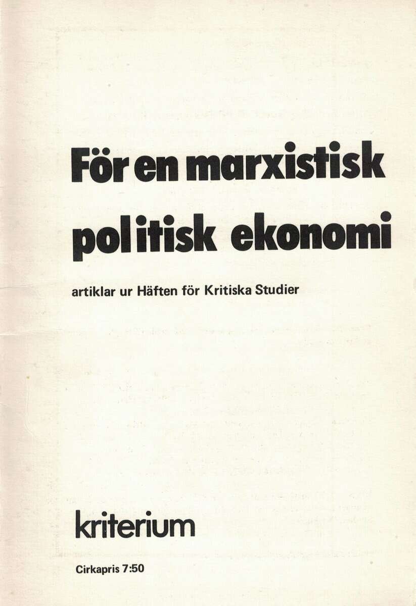 För en marxistisk politisk ekonomi