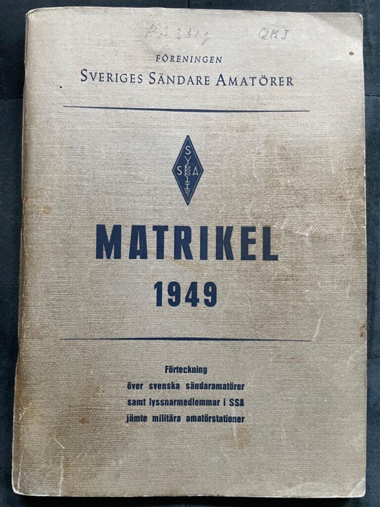 Föreningen Sveriges Sändare Amatörer Matrikel 1949
