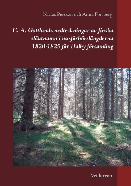 Forsberg, Anna ; Persson, Niclas : C. A. Gottlunds nedteckningar av finska släktnamn i husförhörslängderna 182