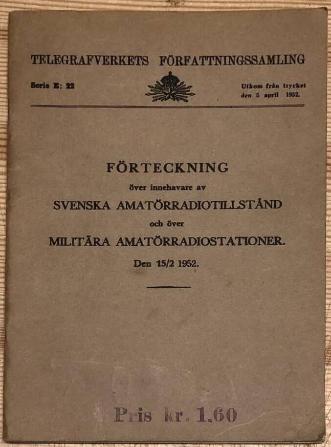 Förteckning Svenska amatörradiotillstånd & militära amatörradiostationer