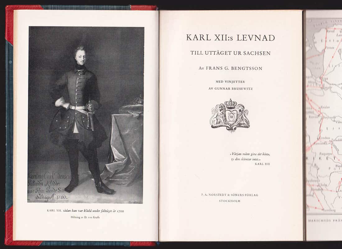 Frans G. Bengtsson : Karl XII:s levnad. Del 1-2. Med vinjetter av Gunnar Brusewitz (komplett)