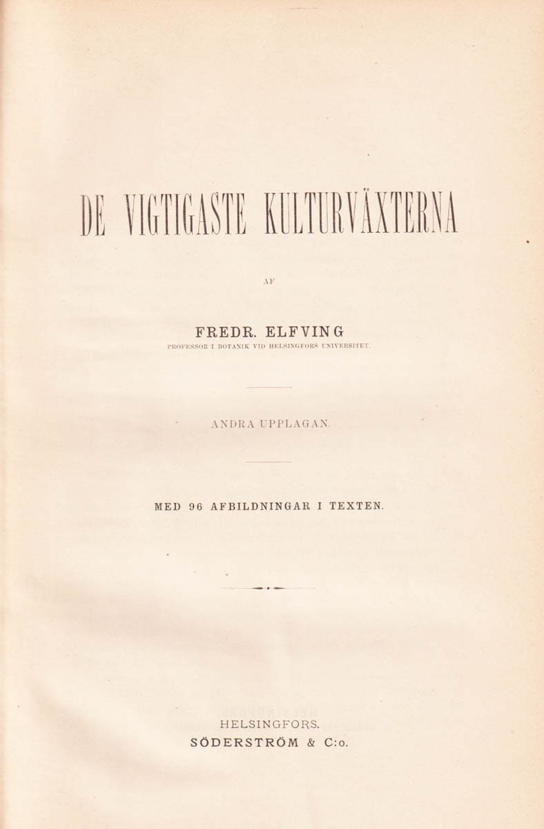 Fredrik Elfving : De vigtigaste kulturväxterna