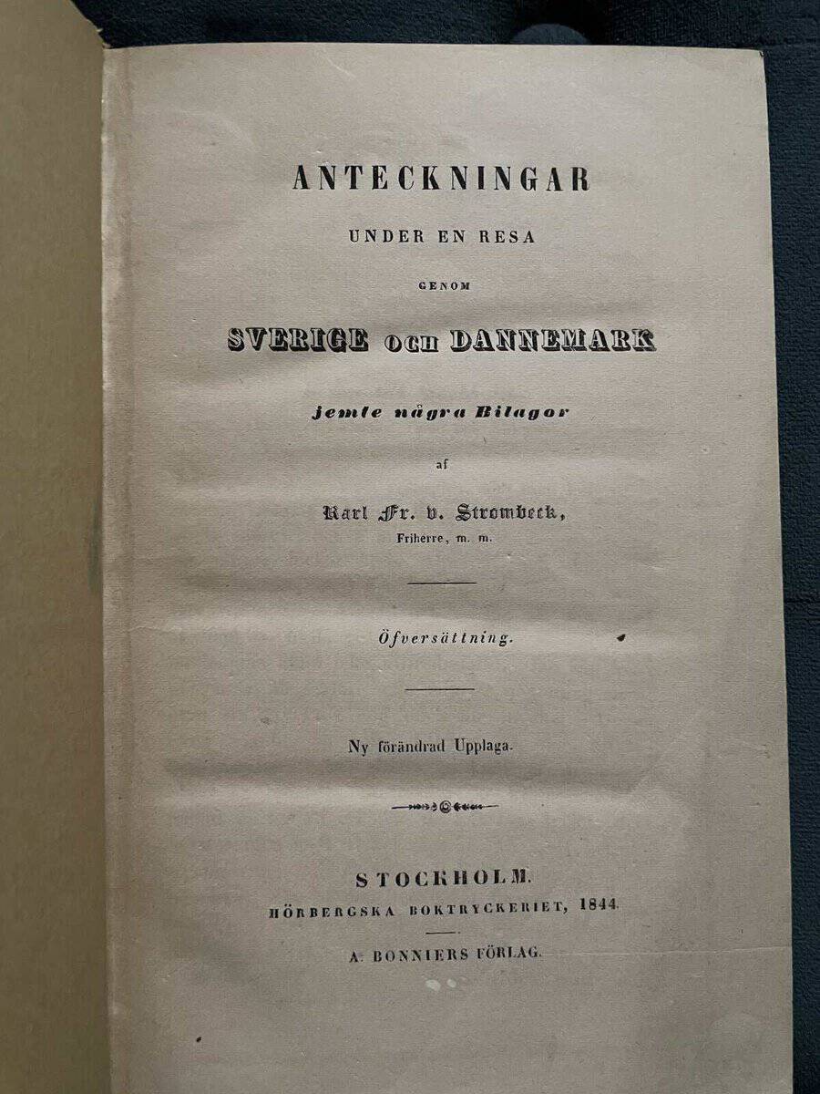Friedrich Karl von Strombeck : Anteckningar under en resa genom Sverige och Dannemark