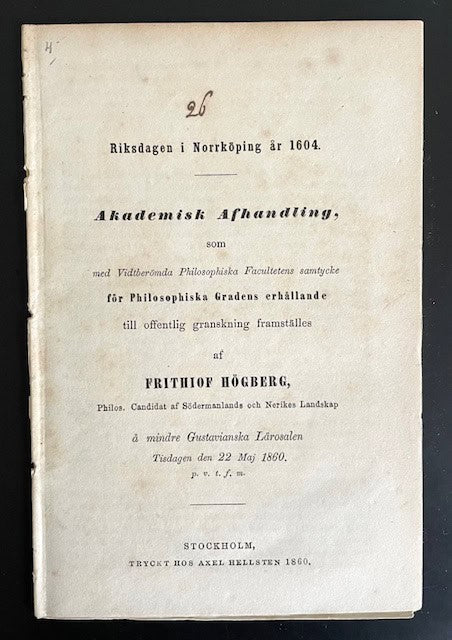 Frithiof. Högberg : Riksdagen i Norrköping år 1604. Akademisk afhandling.