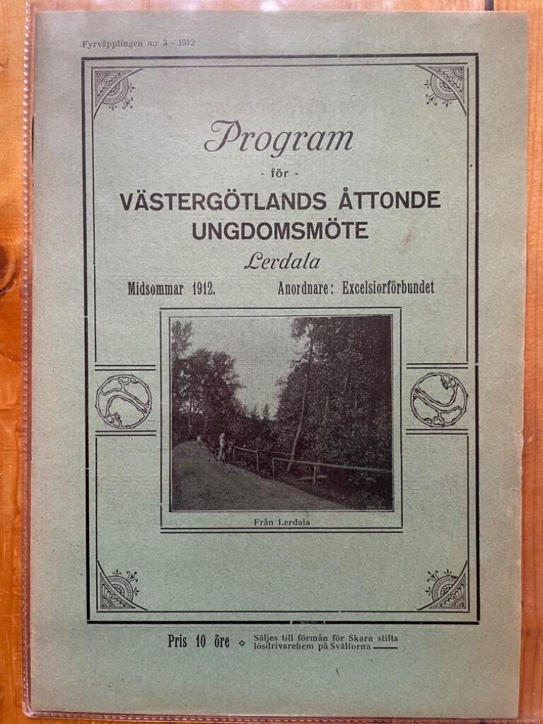 Fyrväpplingen n:r 3 1912 Program för Västergötlands åttonde ungdomsmöte Lerdala