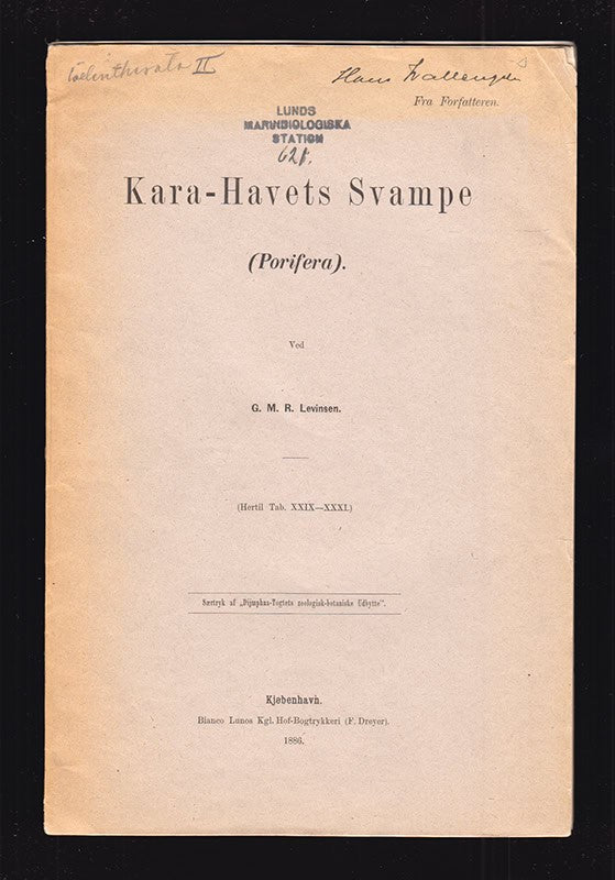 G. M. R. Levinsen : Kara-Havets Svampe (Porifera). (Hertil Tab. XXIX-XXXI)