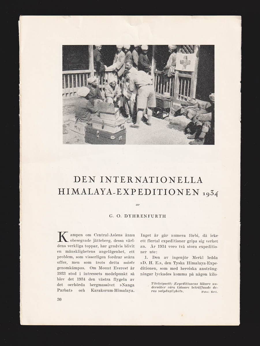G. O. Dyhrenfurth : Den internationella Himalaya-expeditionen 1934