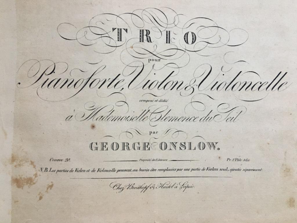 George Onslow, C. M. von Weber, Aloys Schmitt : Early/first edition Trios